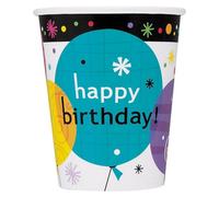 Unique Party Breezy Paper Birthday Disposable Cup (Pack Of 8) Multicoloured (One Size)