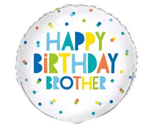 Unique Party Brother Round Happy Birthday Foil Balloon White/blue/yellow (One Size)