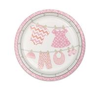 Unique Party Bundle Of Joy Paper Shower Dinner Plate (Pack of 8) in Pink Unique Party Pink