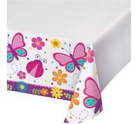Unique Party Butterfly Garden PVC Tablecloth in White Unique Party White