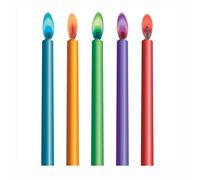 Unique Party Candles, Colour Flame & Holders, 10 Pack