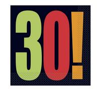 Unique Party Cheer 30Th Birthday Disposable Napkins (Pack Of 16) Multicoloured (One Size)