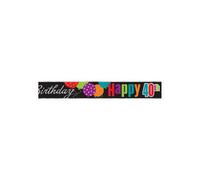 Unique Party Cheer 40Th Birthday Banner Black/multicoloured (One Size)