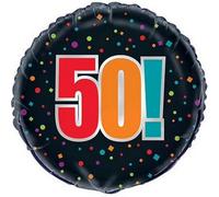 Unique Party Cheer 50Th Birthday Foil Balloon Black/multicoloured (One Size)