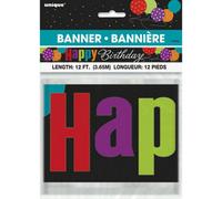 Unique Party Cheer Happy Birthday Banner in Black Unique Party Black