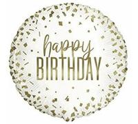 Unique Party Confetti Birthday Foil Balloon White/gold (One Size)