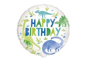 Unique Party Dinosaur Happy Birthday Foil Balloon White/green/blue (One Size)