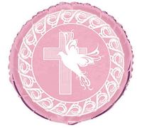 Unique Party Dove Cross Communion Foil Balloon Pink/white (One Size)