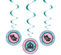 Unique Party Fairytale Princess Hanging Decoration (Pack Of 3) Blue/pink (One Size)