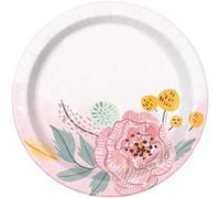 Unique Party Floral Dessert Plate (Pack Of 8) White/pink/yellow (One Size)