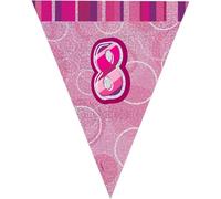 Unique Party Foil Glitter 8th Birthday Bunting in Pink Unique Party Pink