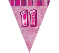 Unique Party Foil Glitz 11th Birthday Bunting in Pink Unique Party Pink