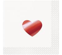 Unique Party Foil Heart Disposable Napkins (Pack Of 16) White/red (One Size)