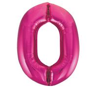 Unique Party Giant Number 0 Balloon, Pink, 86cm