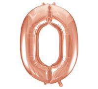 Unique Party Giant Number 0 Balloon, Rose Gold, 86cm