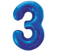 Unique Foil Balloon - Number 3 (Blue) - 86 cm - Birthday Parties & Events - 1 Piece