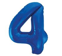 Unique Foil Balloon Number 4 – Blue – Large 86cm – 1 Piece – Birthday Party