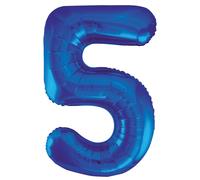 Unique Foil Balloon - Number 5 Shaped - Blue - Large (86 cm) - 1 Piece