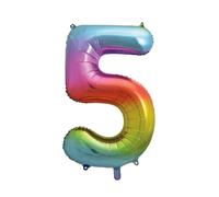 Unique Party Giant Number 5 Balloon, Rainbow, 86cm