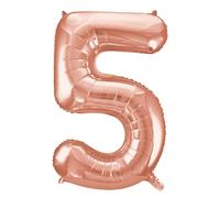Unique Party Giant Number 5 Balloon, Rose Gold, 86cm