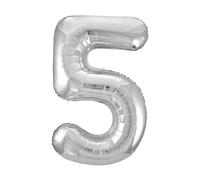 Unique Party Giant Number 5 Balloon, Silver, 86cm