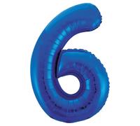 Blue Number 6 Shaped Large Foil Balloon (86cm) 1 Piece - Perfect for Birthday Parties and Special Events