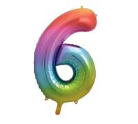 Unique Party Giant Number 6 Balloon, Rainbow, 86cm