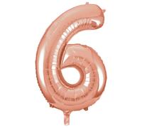 Unique Party Giant Number 6 Balloon, Rose Gold, 86cm