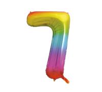 Unique Party Giant Number 7 Balloon, Rainbow, 86cm