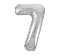 Unique Party Giant Number 7 Balloon, Silver, 86cm