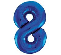 Unique Party Giant Number 8 Balloon, Blue, 86cm