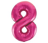 Unique Party Giant Number 8 Balloon, Pink, 86cm