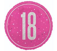 Unique Party Glitz 18th Birthday Balloon, Pink, 45cm
