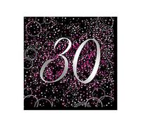 Unique Party Glitz 30Th Birthday Napkins (Pack Of 16) Black/pink/silver (One Size)