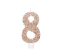 Unique Party Glitz 8th Birthday Candles in Rose Gold Unique Party Rose Gold