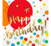 Unique Party Glitzy Gold Birthday Lunch Napkins (Pack Of 16) Multicoloured (One Size)