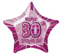 Unique Party Happy 30Th Birthday Star Foil Balloon Pink (One Size)