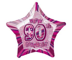 Unique Party Happy 90Th Birthday Pink Star Foil Balloon Pink (One Size)