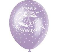 Unique Party Happy Anniversary Latex Pearlised Balloons (Pack Of 5) Multicoloured (One Size)