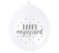 Unique Party Happy Engagement Latex Balloons (Pack Of 10) White/grey (One Size)