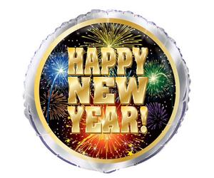 Unique Party Happy New Year Round Foil Balloon Multicoloured (One Size)