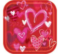 Unique Party Hearts Valentine Party Plates (Pack Of 10) Red/pink/white (One Size)