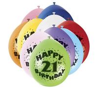 Unique Party Latex 21St Birthday Balloons (Pack Of 10) Multicoloured (One Size)