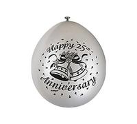 Unique Party Latex 25Th Anniversary Balloon (Pack Of 10) Silver (One Size)
