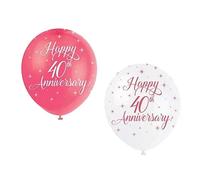 Unique Party Latex 40th Anniversary Balloons (Pack of 5) SG22621