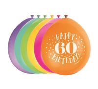 Unique Party Latex 60Th Birthday Balloon (Pack Of 10) Multicoloured (One Size)