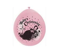 Unique Party Latex Christening Balloons (Pack Of 10) Pink/black (One Size)