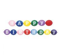 Unique Party Latex Happy Birthday Linking Balloons (Pack Of 14) Multicoloured (One Size)