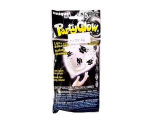 Unique Party Latex Light Up Led Balloons (Pack Of 5) Black/white (One Size)