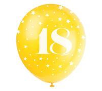 Unique Party Latex Pearlised 18Th Balloons (Pack Of 5) Yellow/white (One Size)